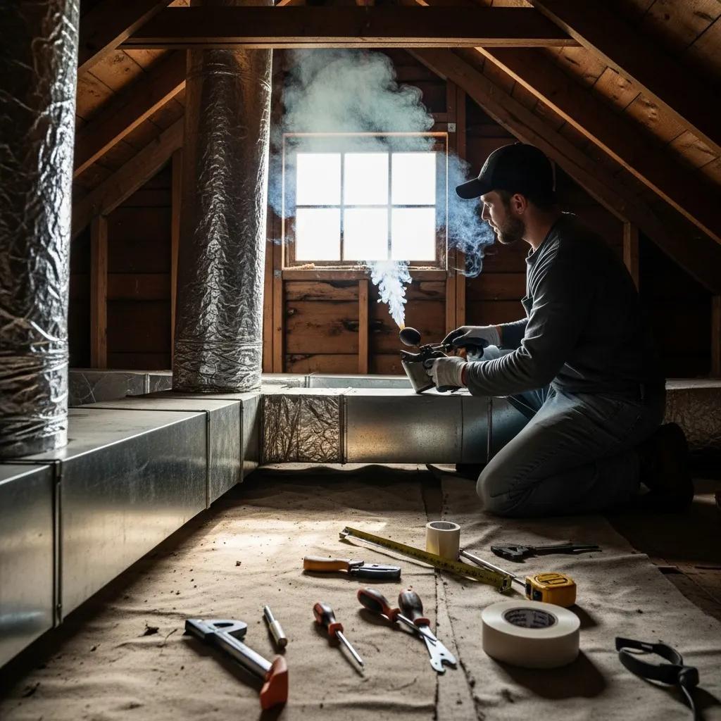 technician-inspecting-ductwork-in-a-west-virginia-home-highlighting-the-importance-of-addressing-uneven-temperatures